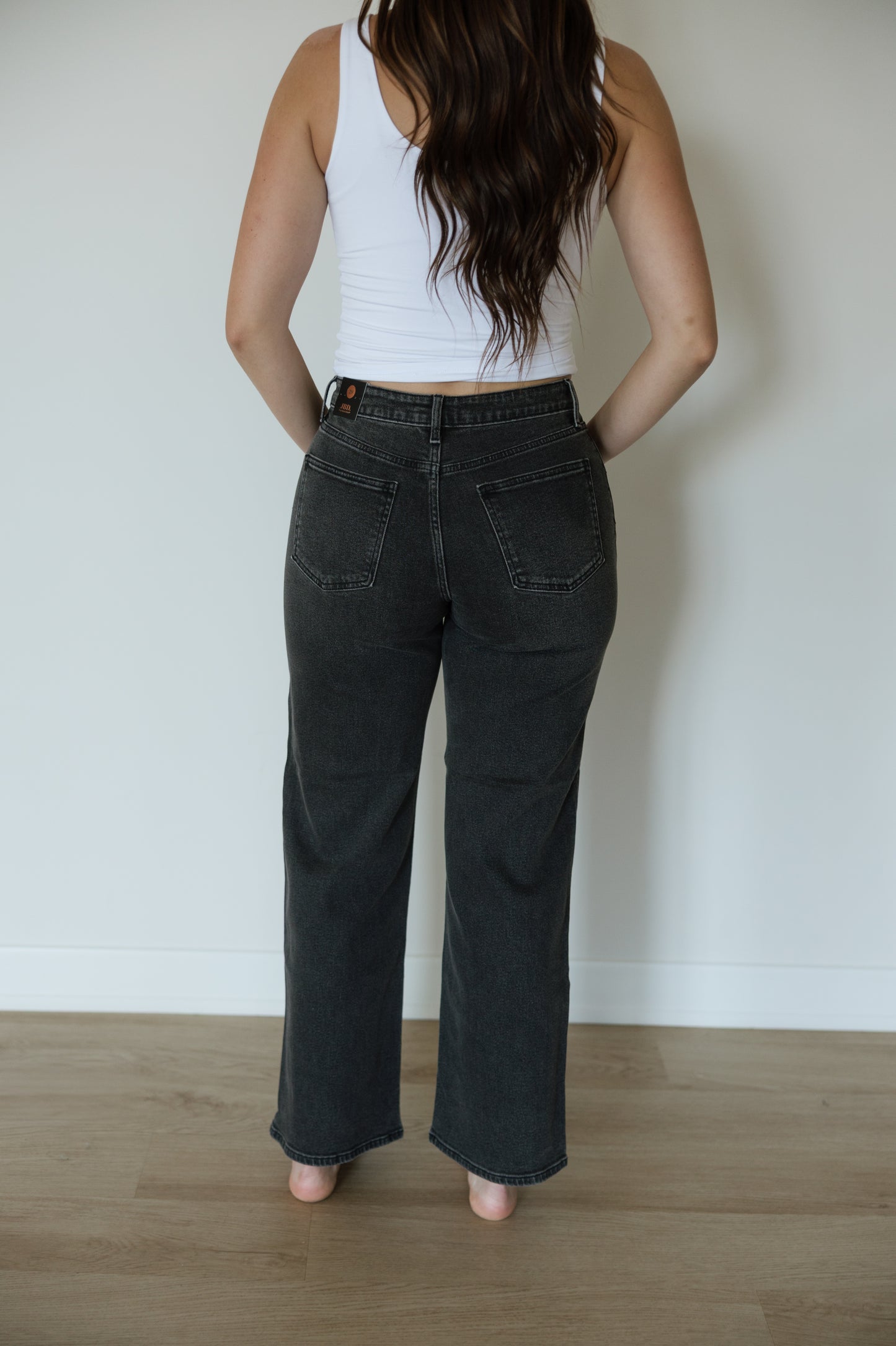 Front Detail Black Washed Jeans