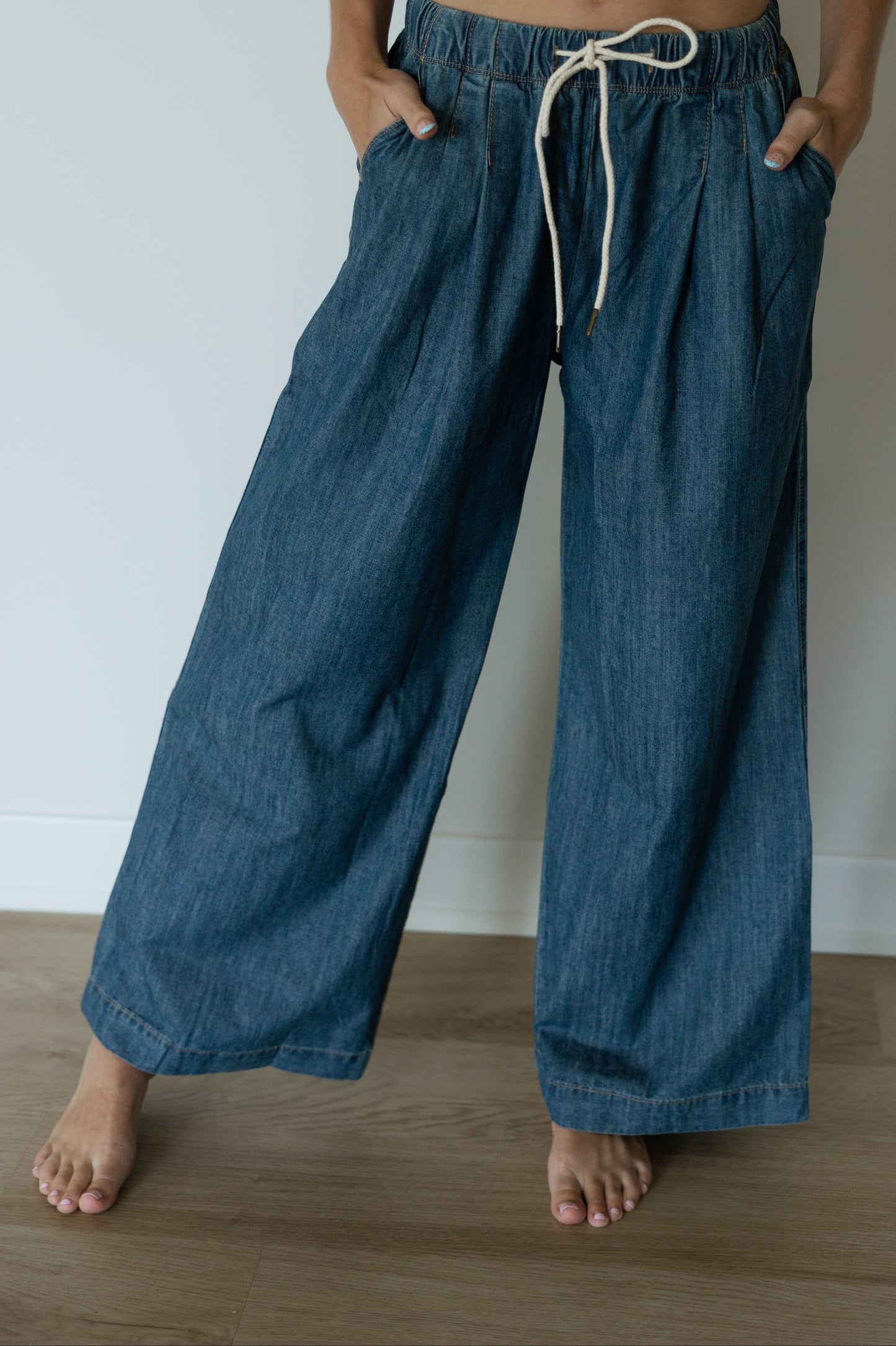 Dark Wash Drawstring Pants