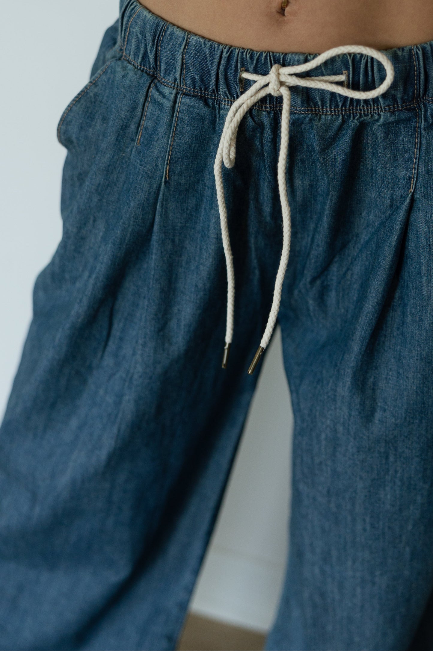 Dark Wash Drawstring Pants