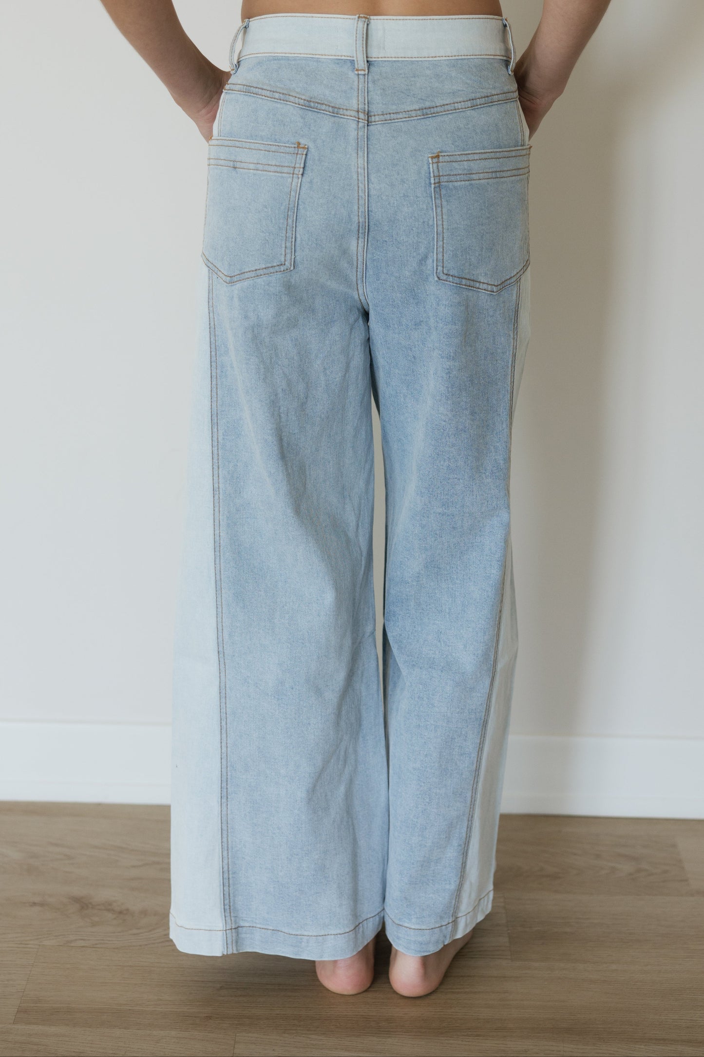 Block Denim Wide Leg Jeans