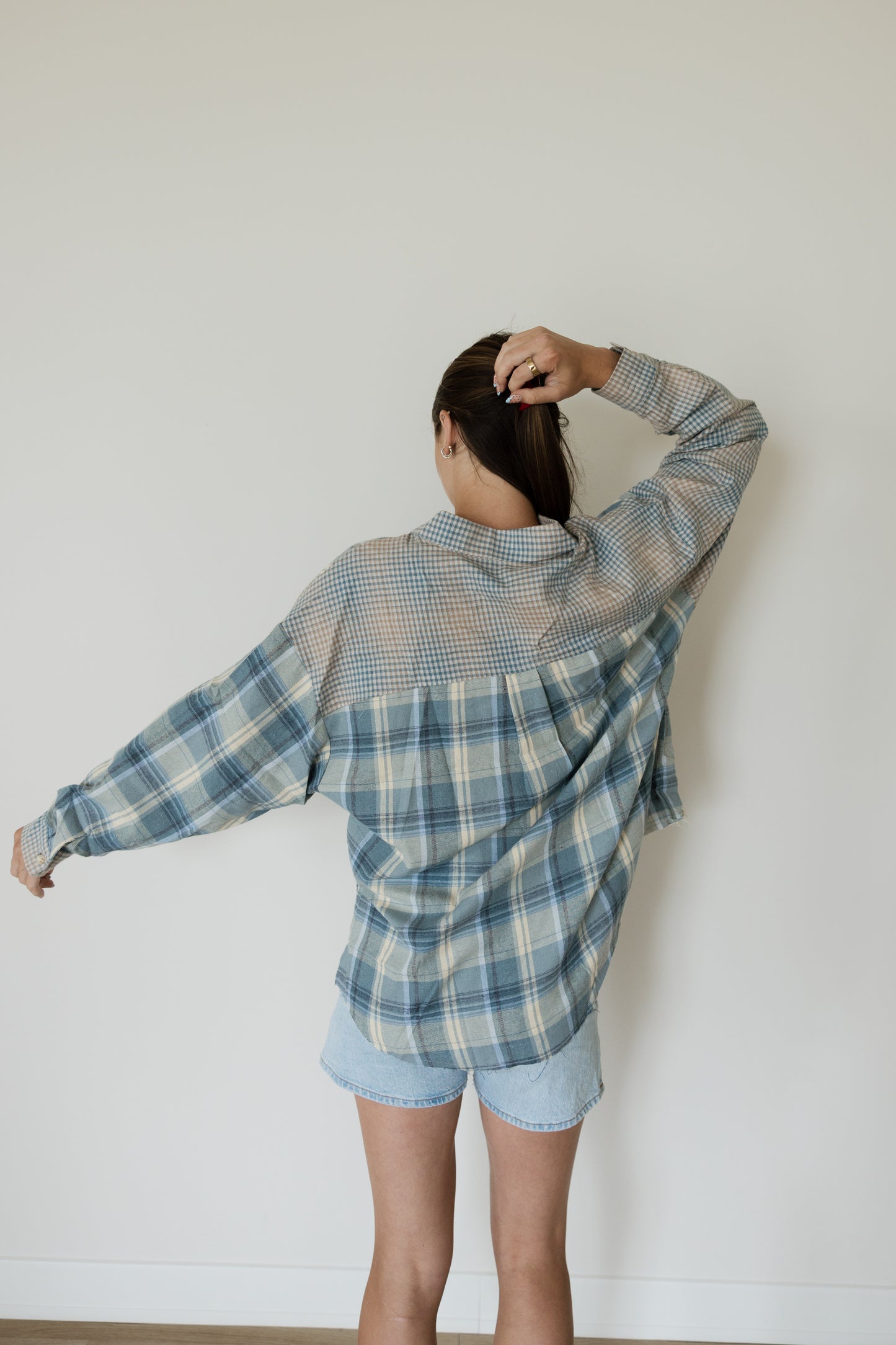 Blue Multi Plaid Flannel Button Down