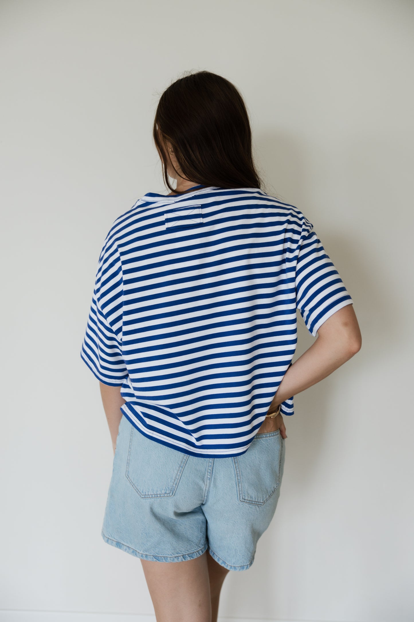 Blue & White Oversized Stripe Tee