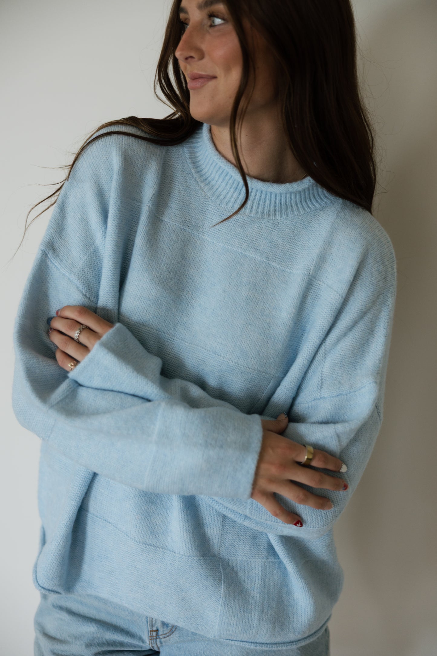 Sky Blue Mixed Pattern Sweater
