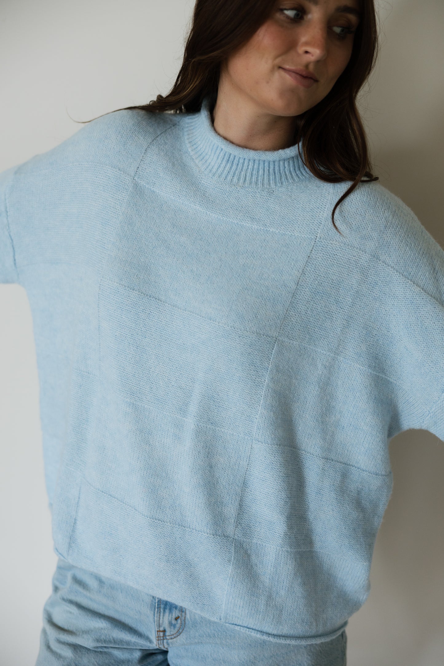 Sky Blue Mixed Pattern Sweater