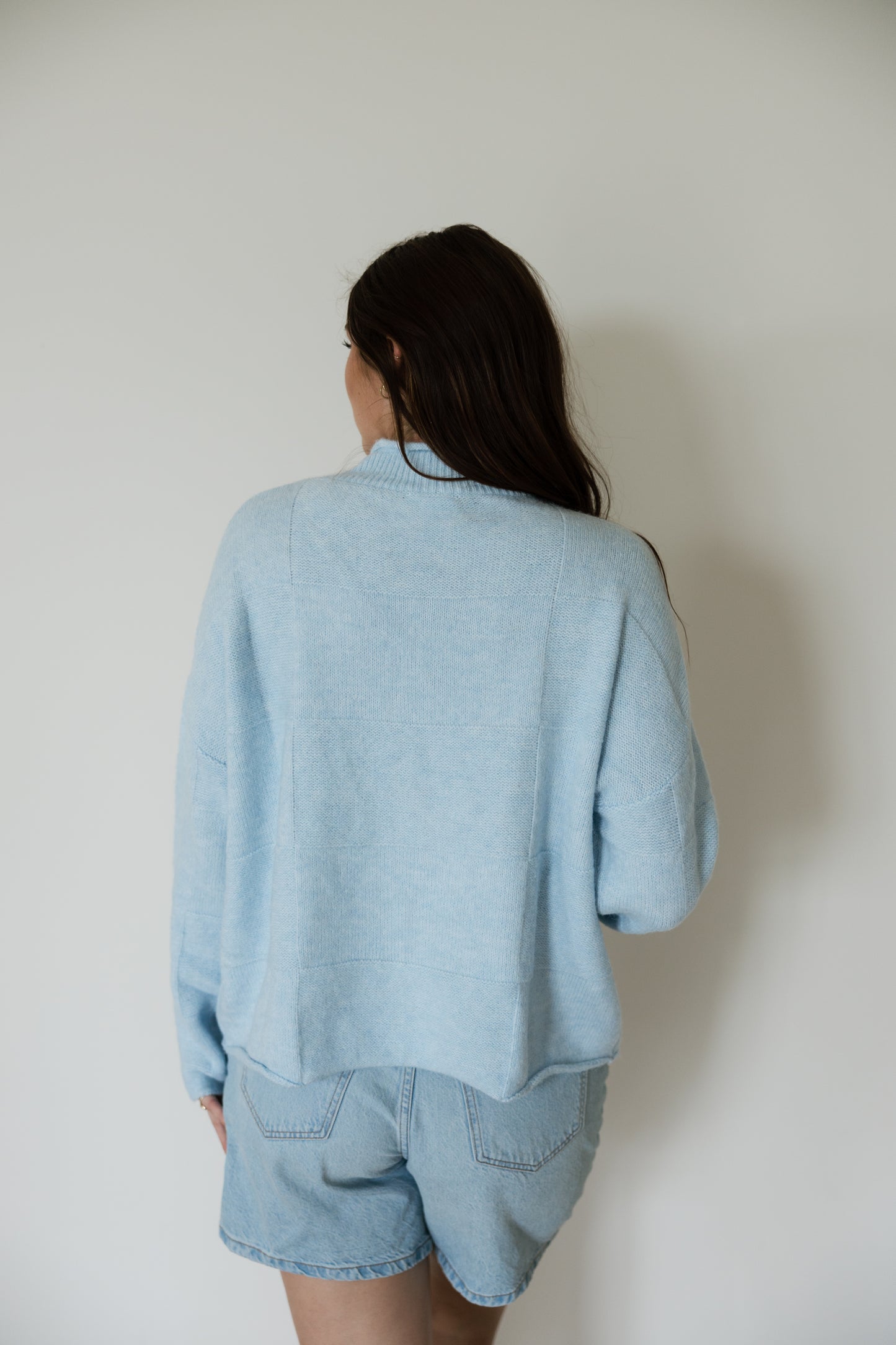 Sky Blue Mixed Pattern Sweater