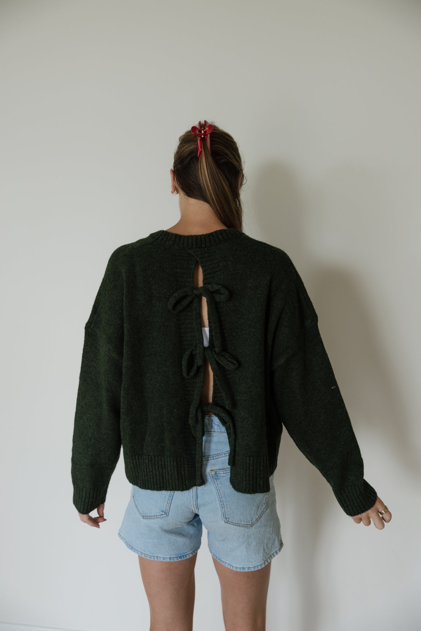 Soft Olive Tie Back Sweater