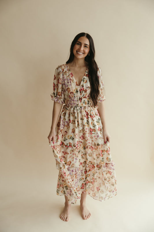Spring Puff Sleeve Tiered Dress