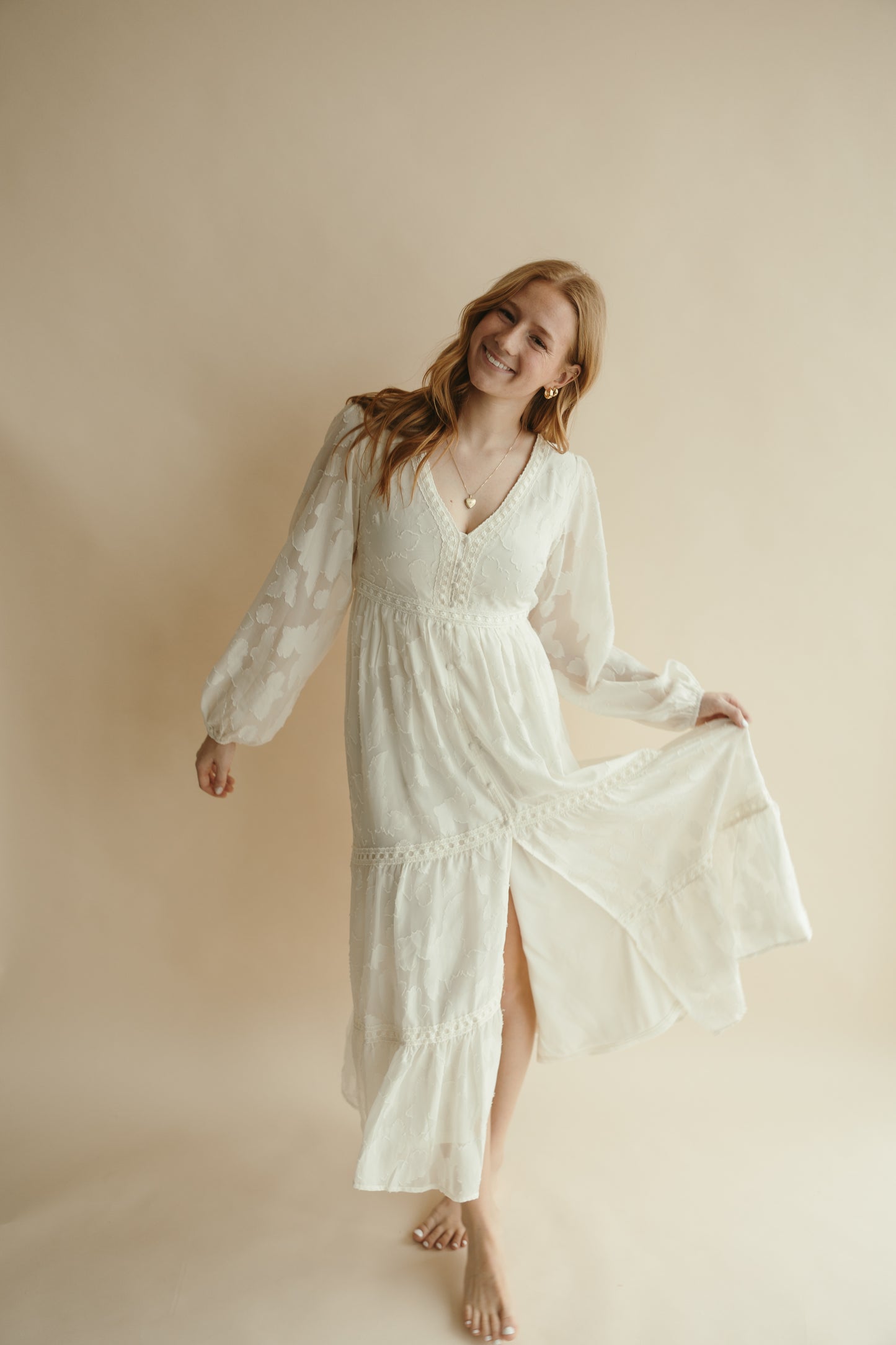 Textured Floral Maxi Dress