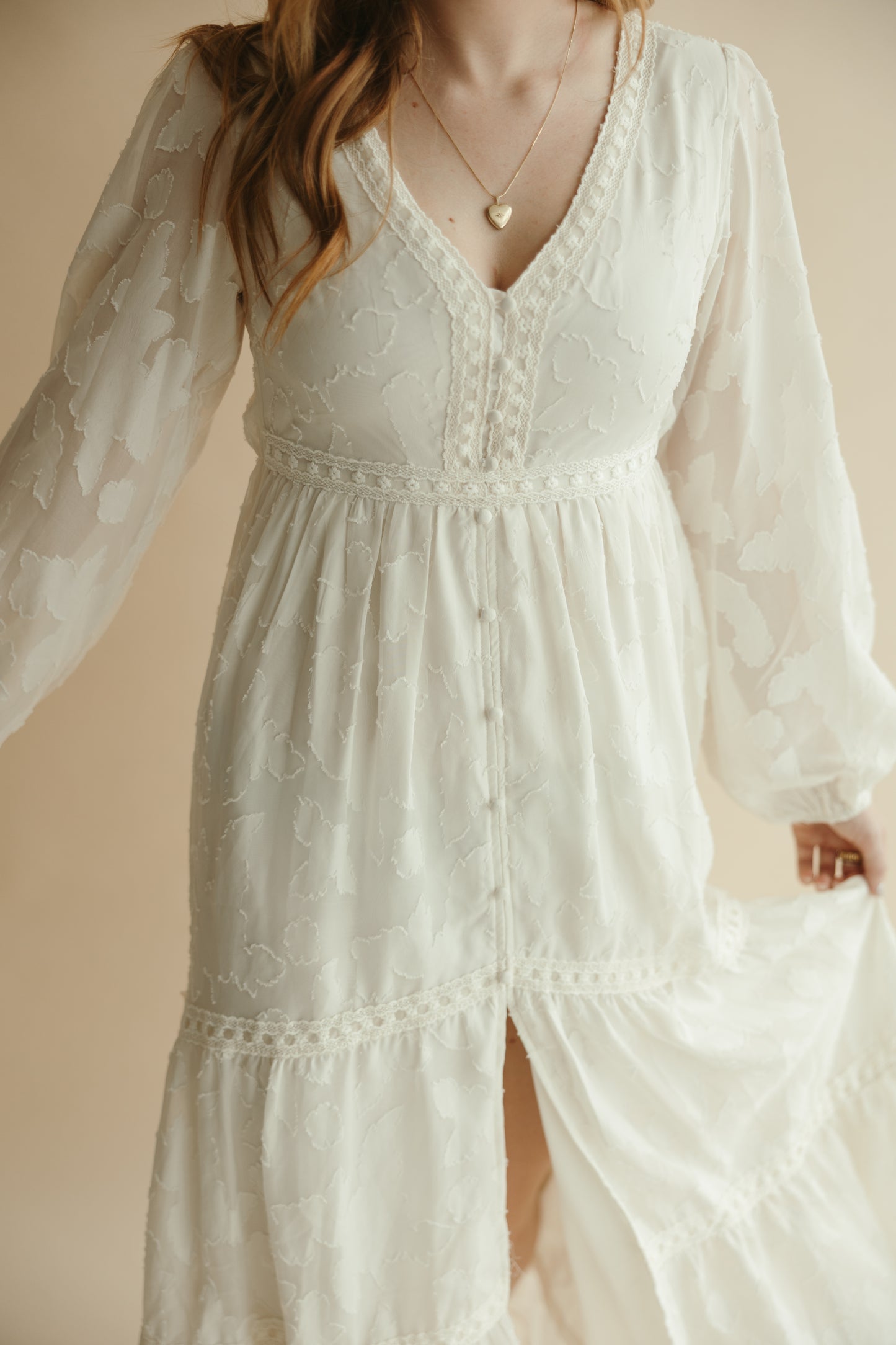 Textured Floral Maxi Dress