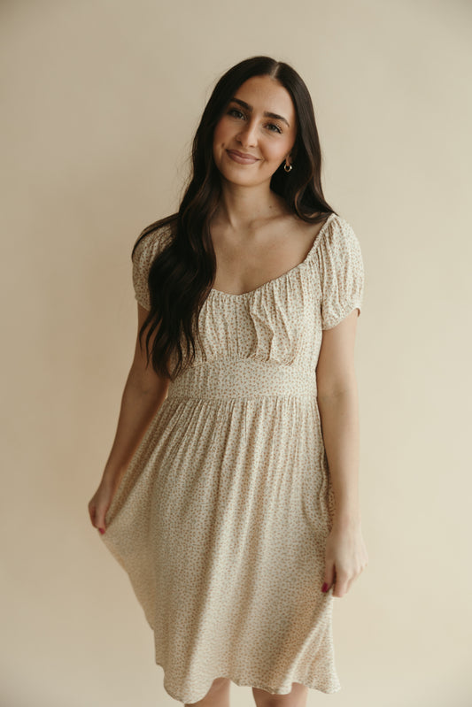 Ruched Floral Mini Dress