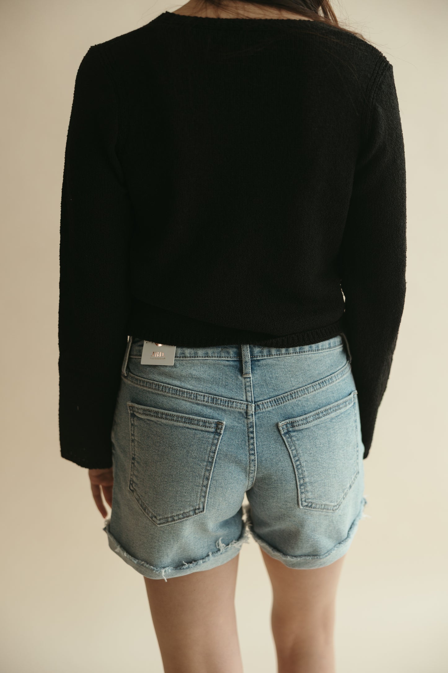 Mid Rise Cuffed Denim Shorts