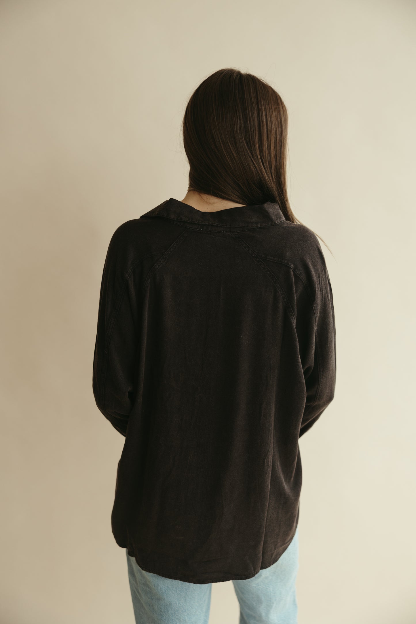 Black Washed Collared Button Down