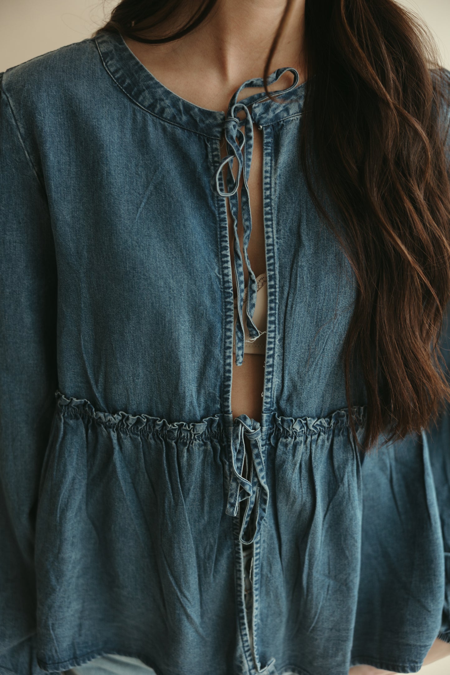 Denim Front Tie Top