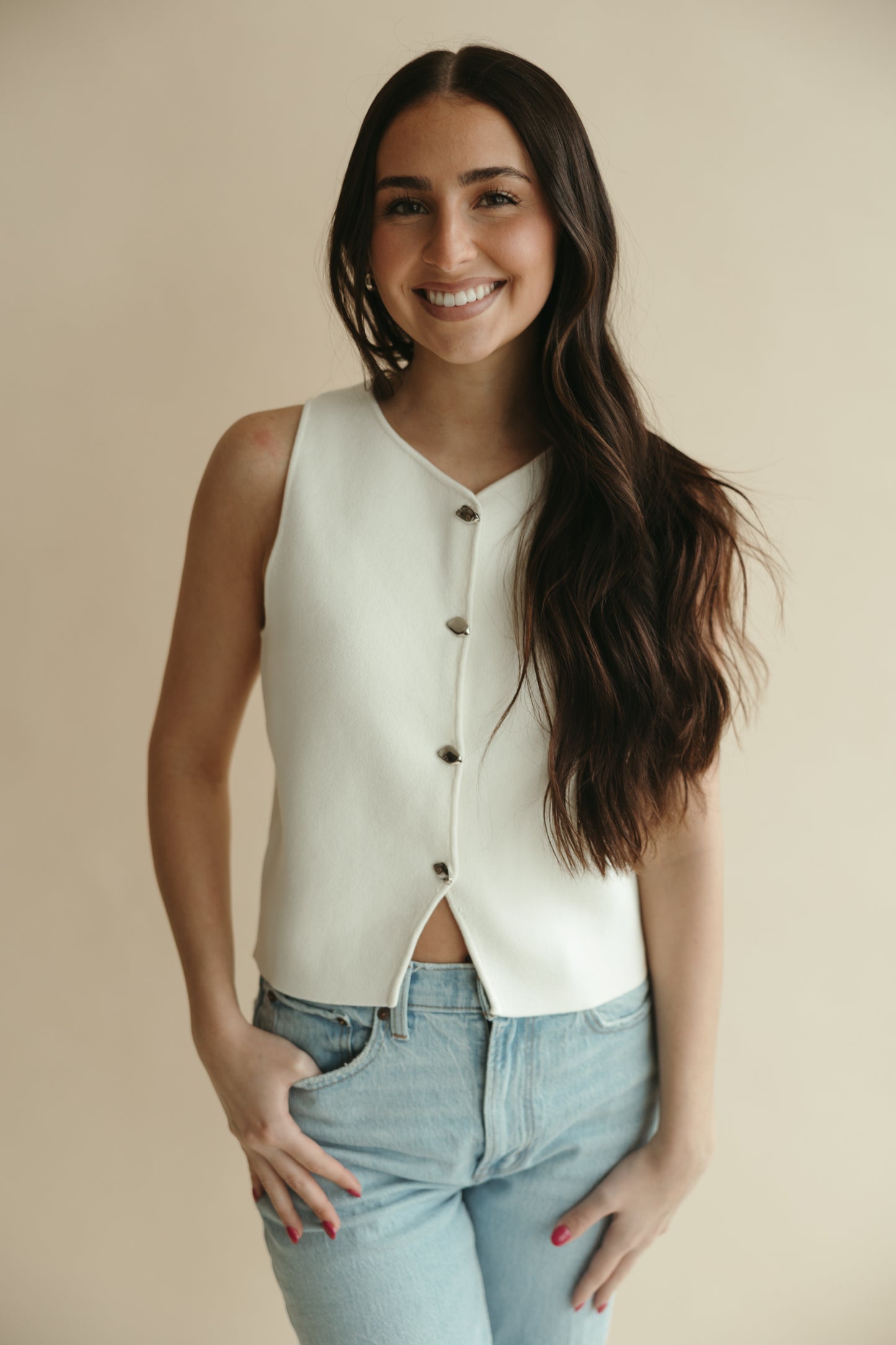 Metal Button Knit Vest