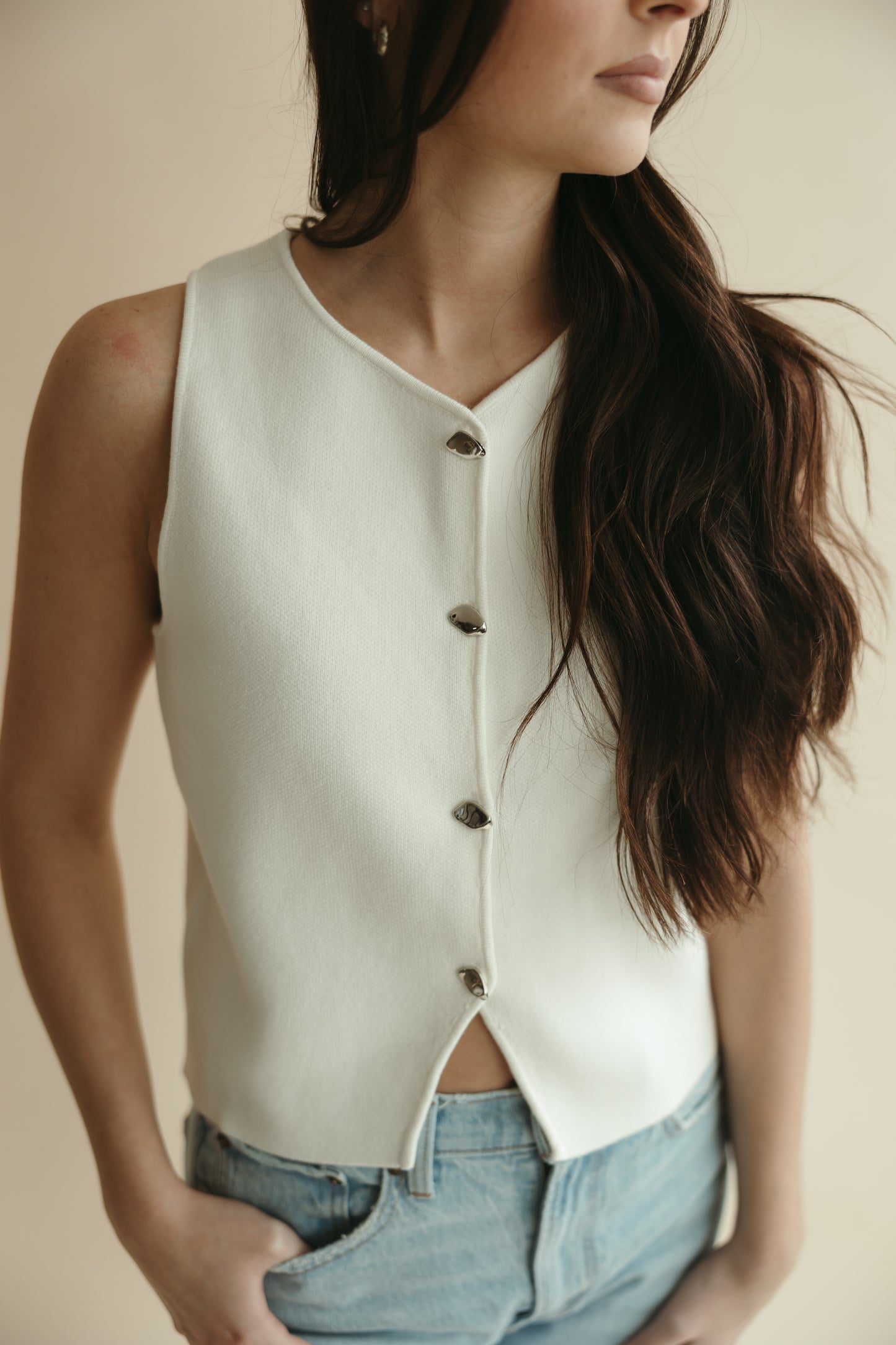 Metal Button Knit Vest