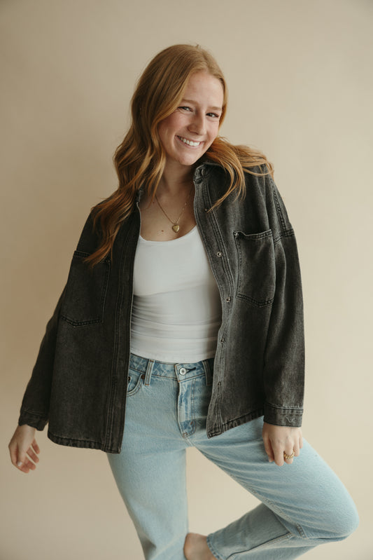 Black Washed Denim Jacket