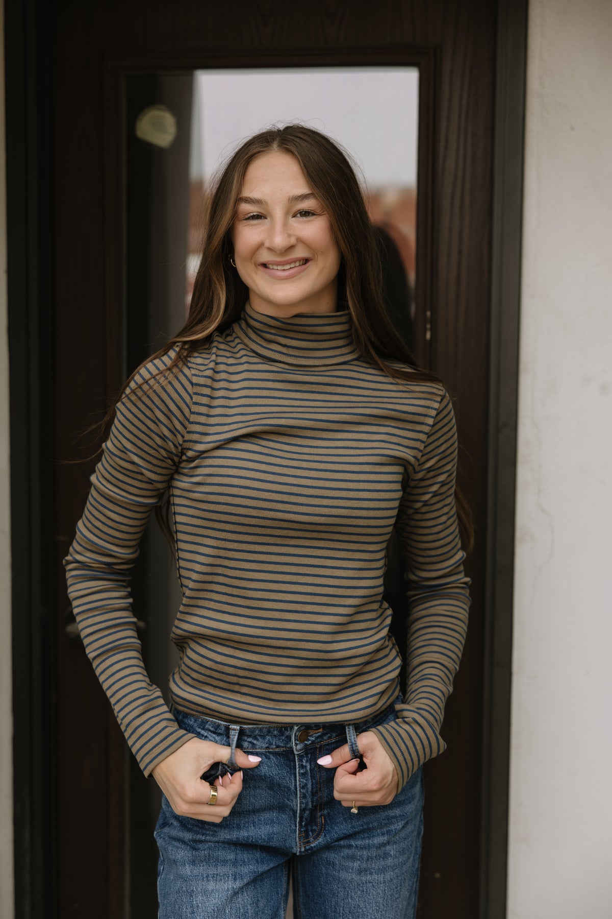 Stripe Turtle Neck Long Sleeve