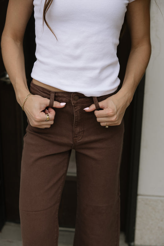 Espresso Slim Wide Leg Jeans