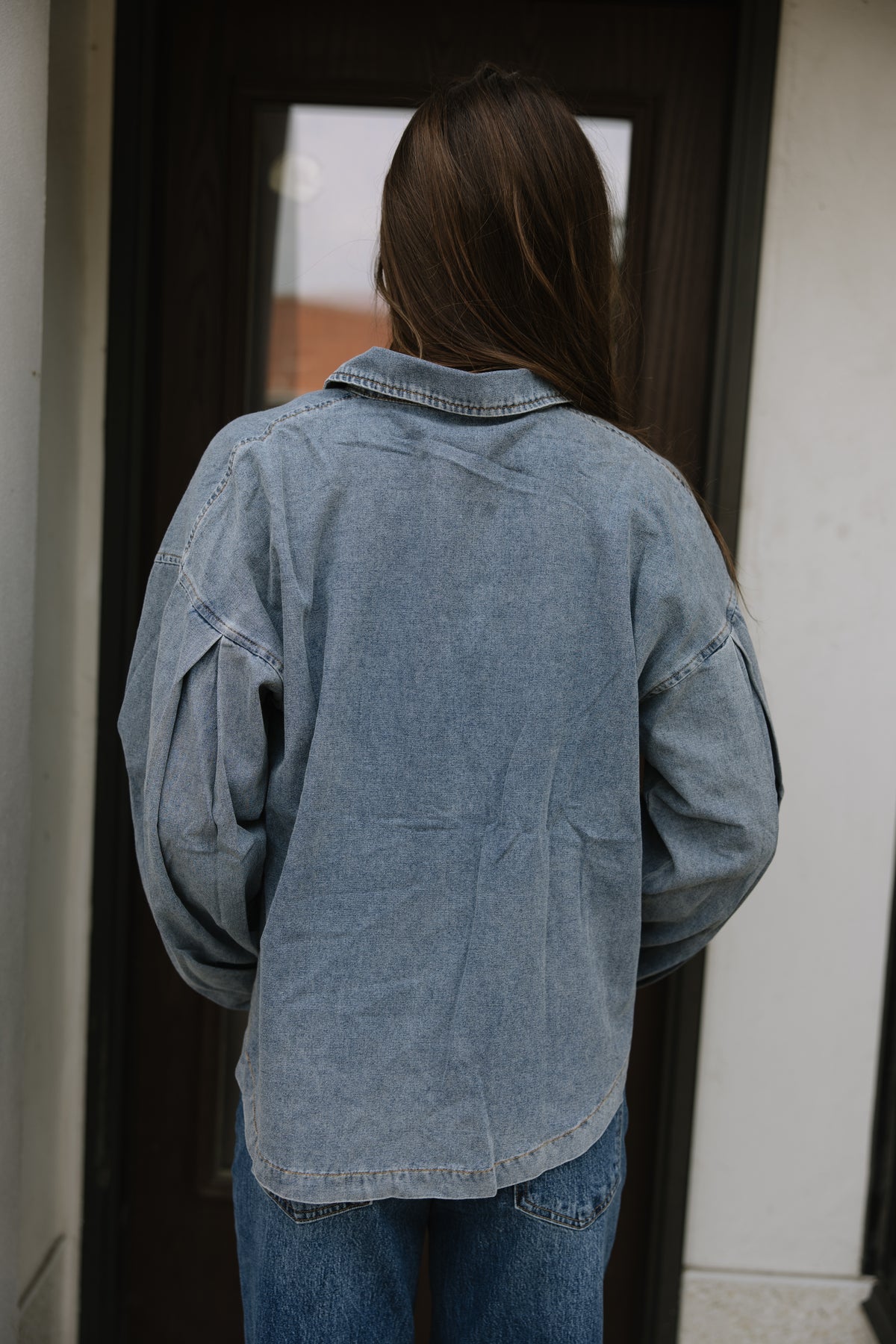 Denim Oversized Pocket Pullover