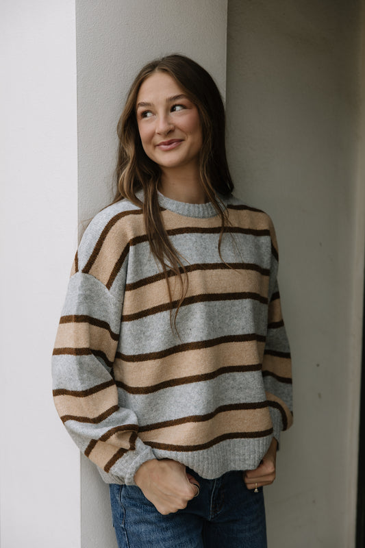 Grey & Taupe Stripe Sweater