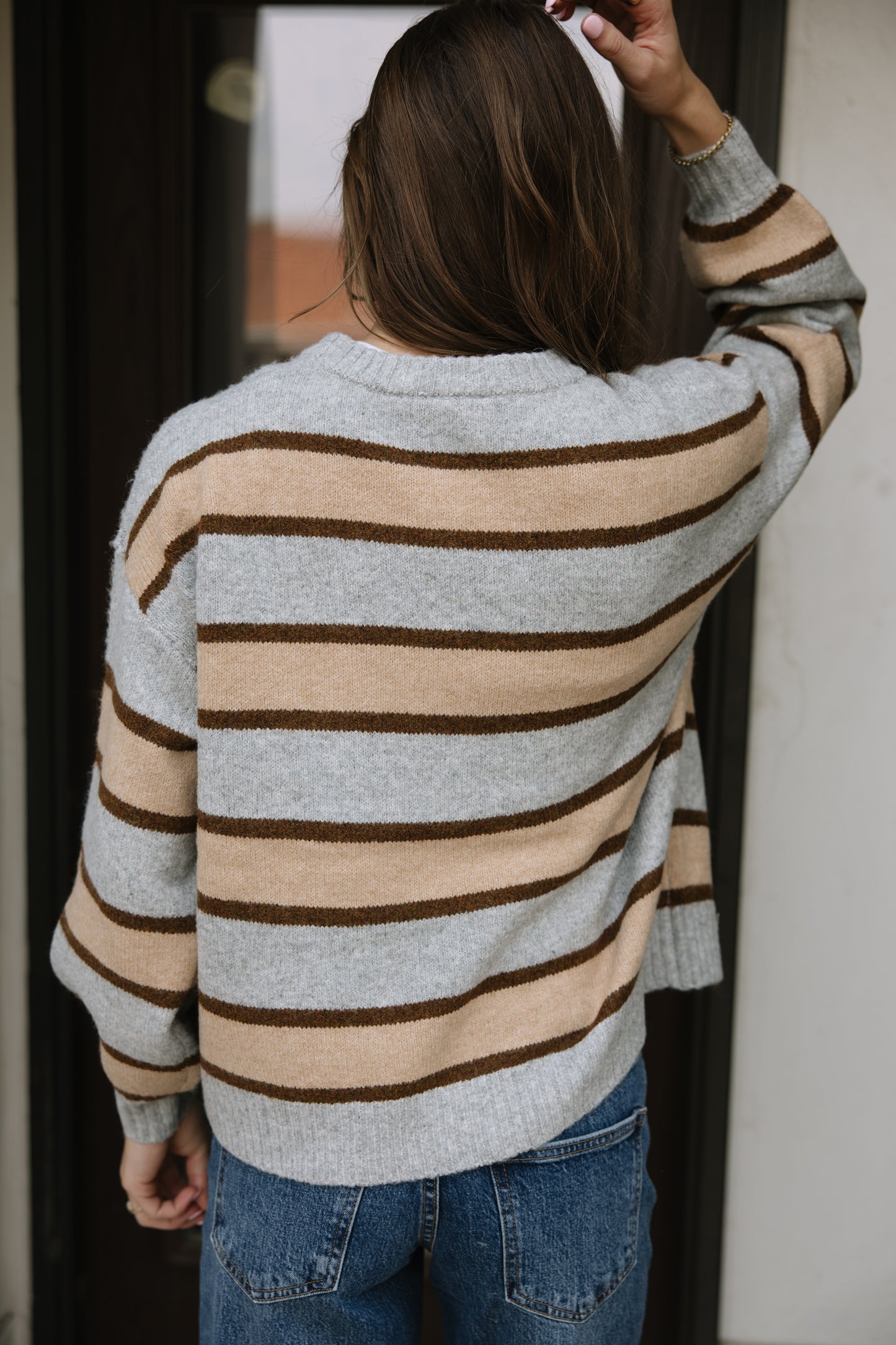 Grey & Taupe Stripe Sweater