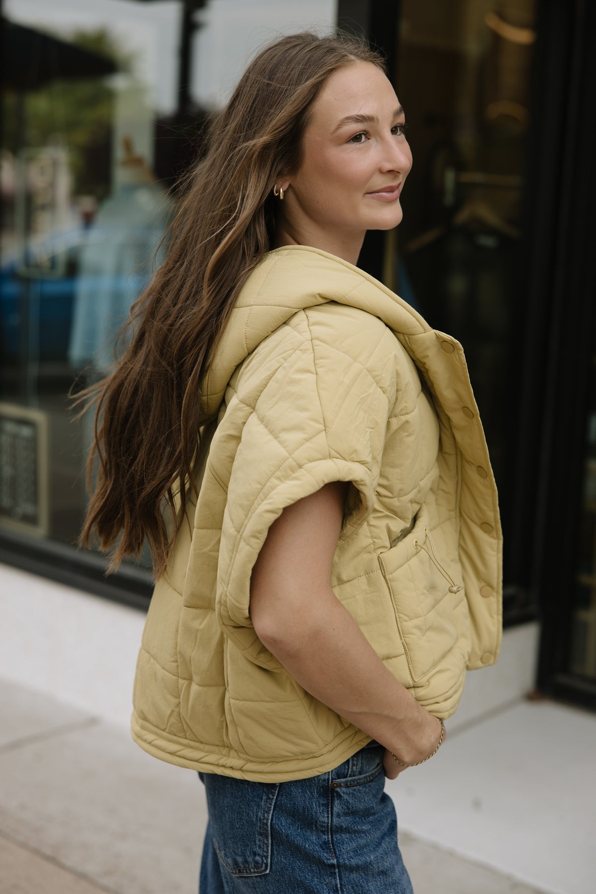 Matcha Quilted Poncho Puffer