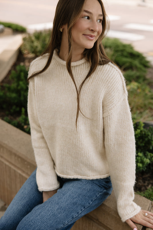 Mock Neck Chunky Knit Sweater