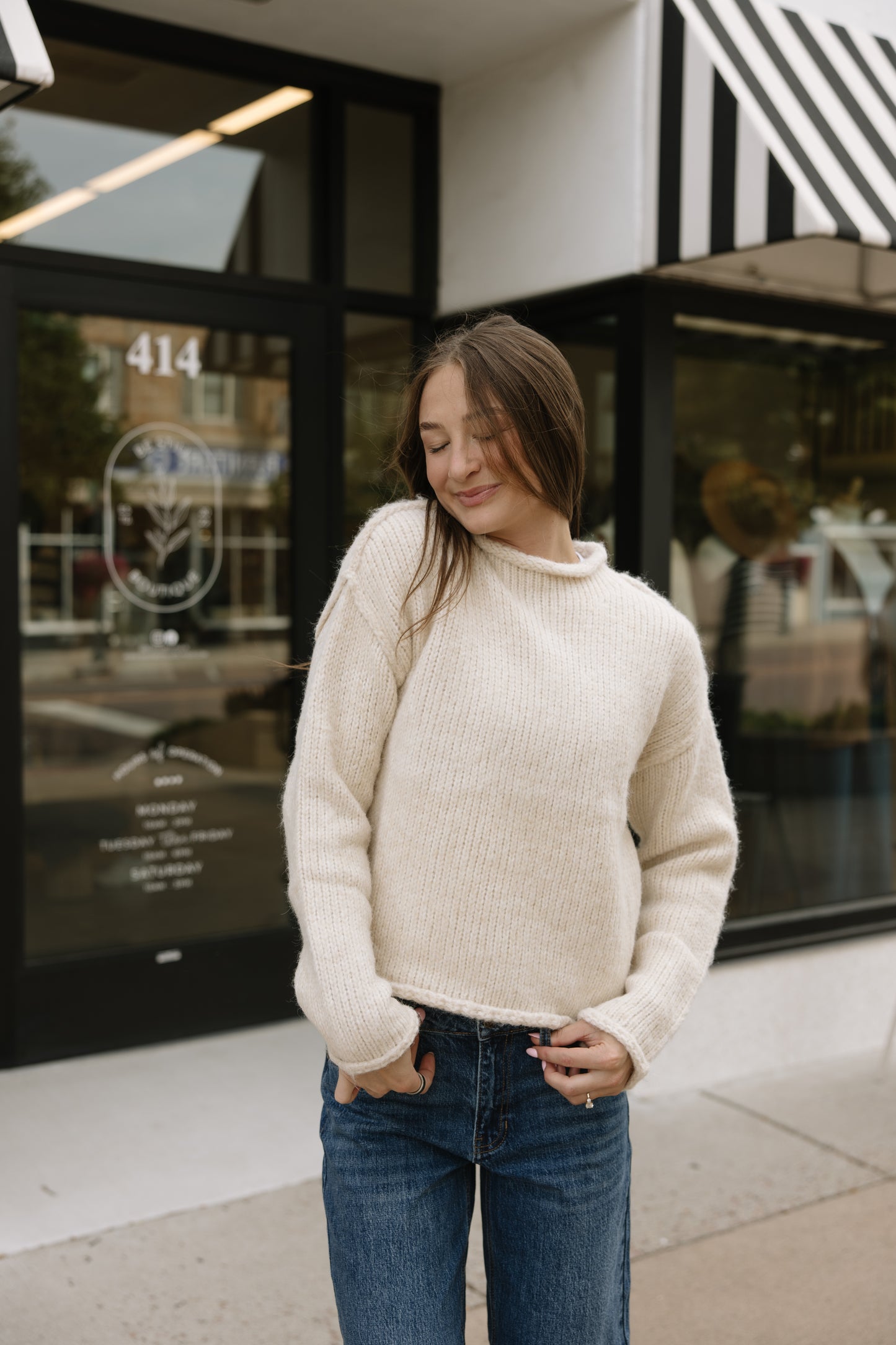 Mock Neck Chunky Knit Sweater