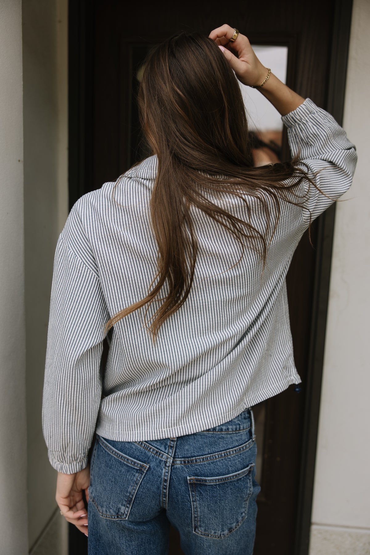 Blue Stripe Zip Up Jacket