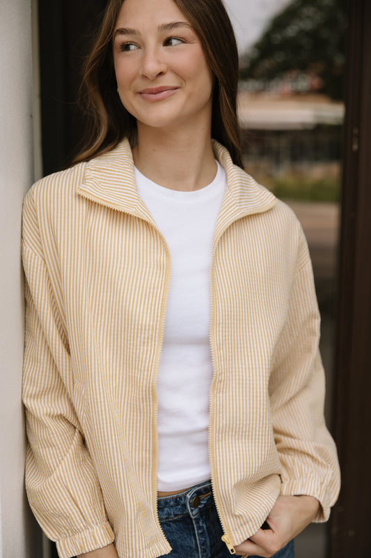 Yellow Stripe Zip Up Jacket