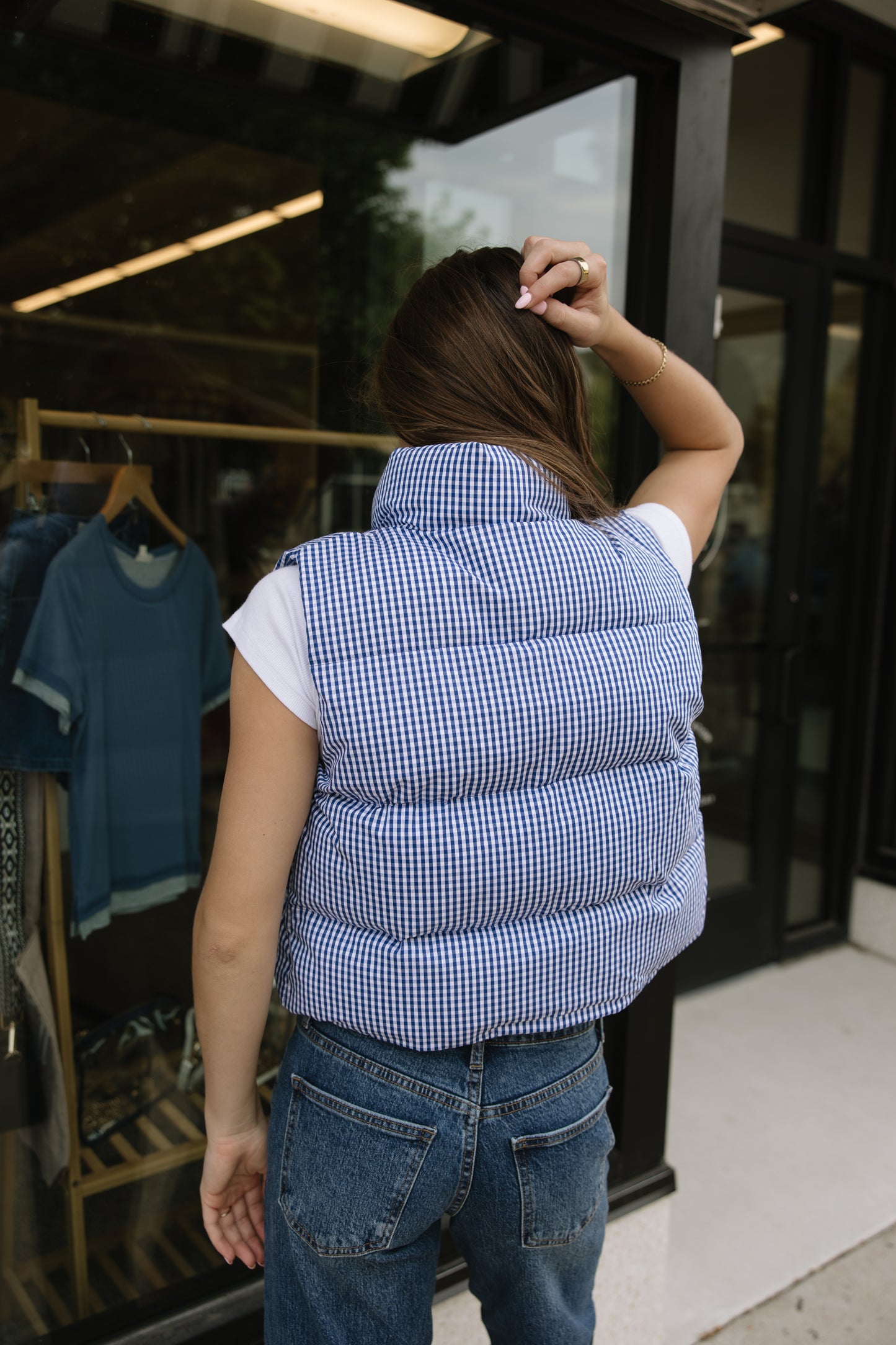 Gingham Puffer Vest