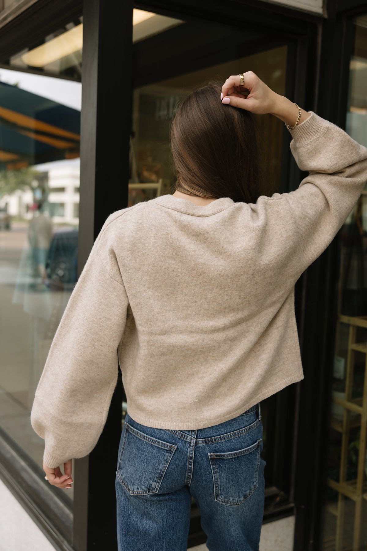 Taupe Cuffed Button Cardigan