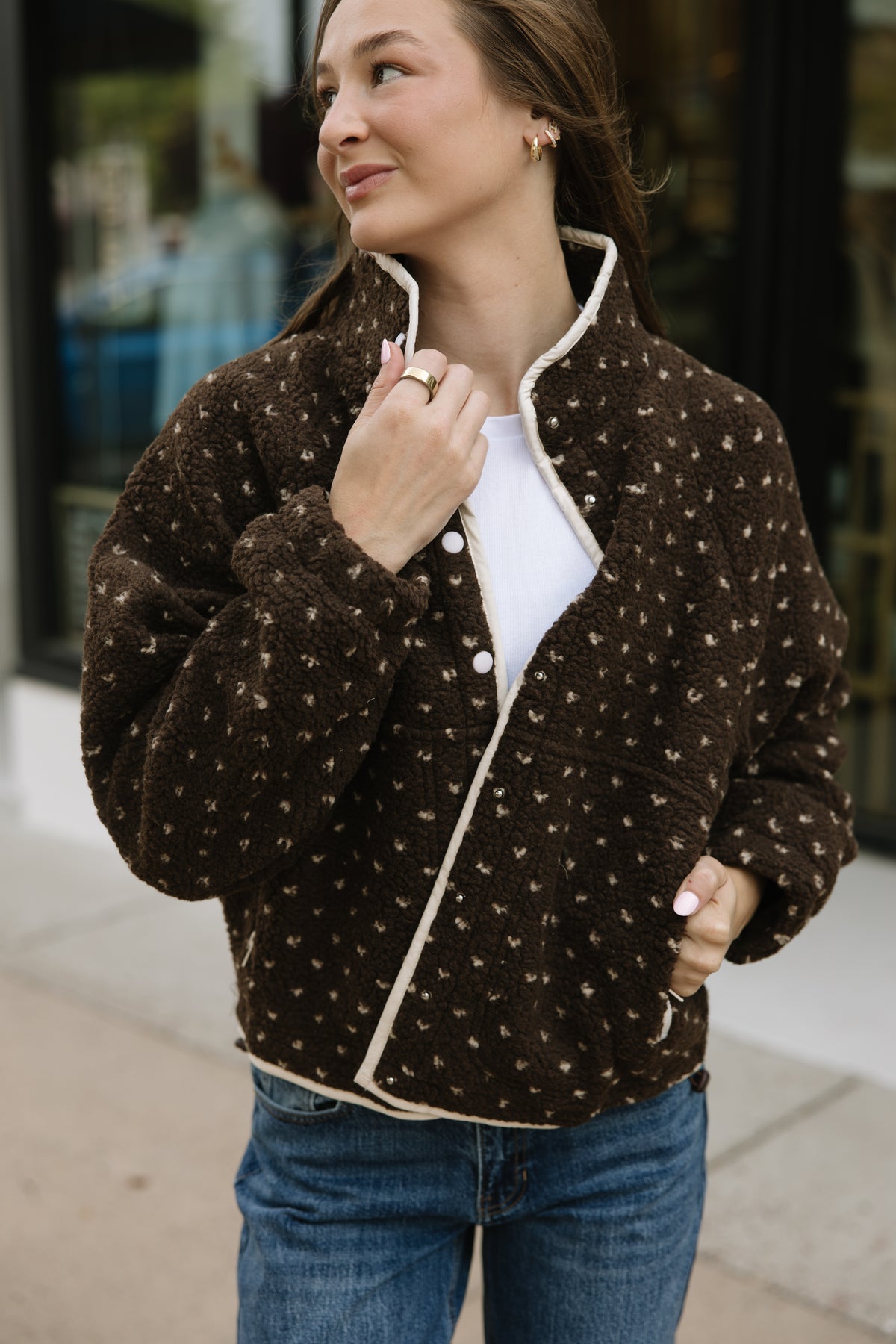 Brown & Taupe Fleece Jacket