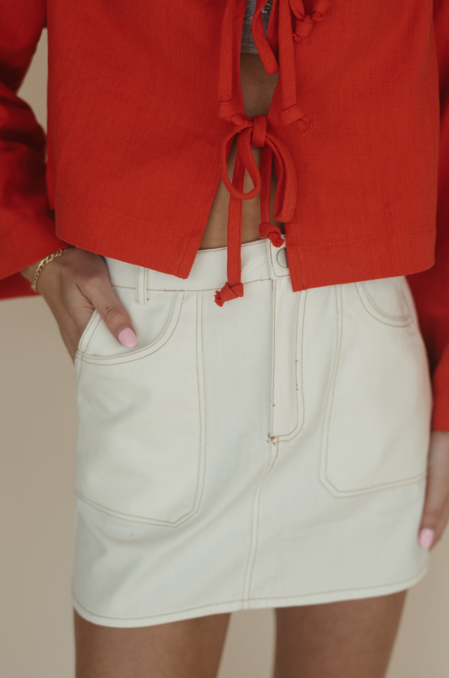 White Cotton Stretch Skirt
