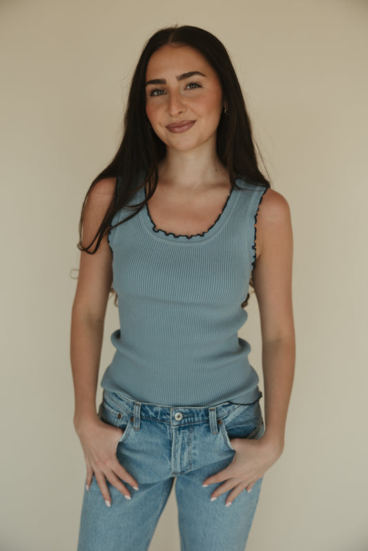 Blue Cabbage Hem Tank