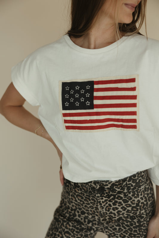 Stitched Flag Cropped Tee