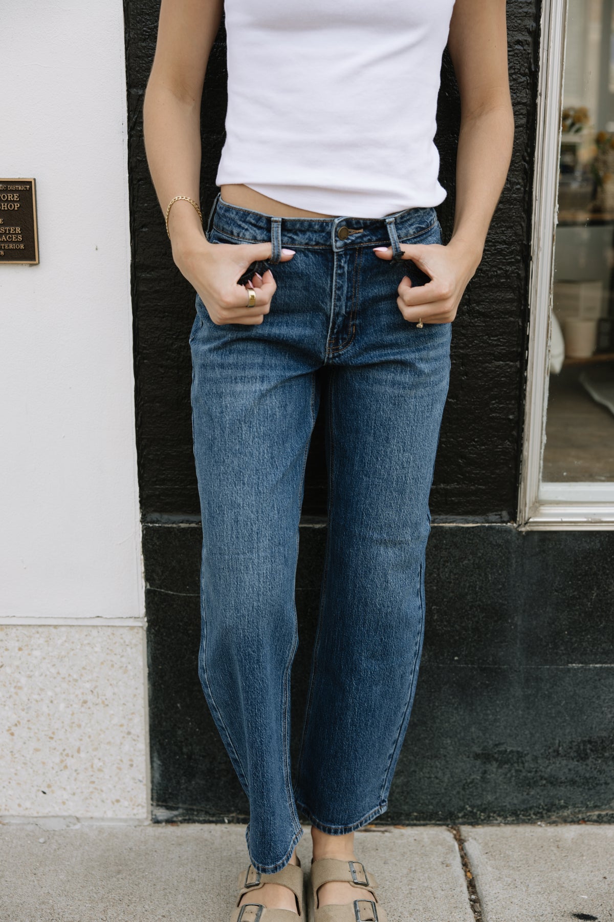 Slight Barrel Dark Denim Jeans