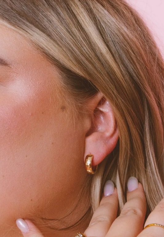 Gold Hammered Hoops