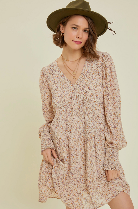 V-Neck Tiered Ruffle Dress