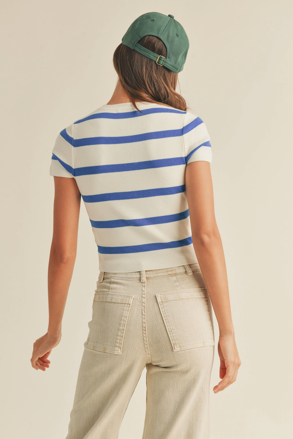 Bold Blue Stripe Crop