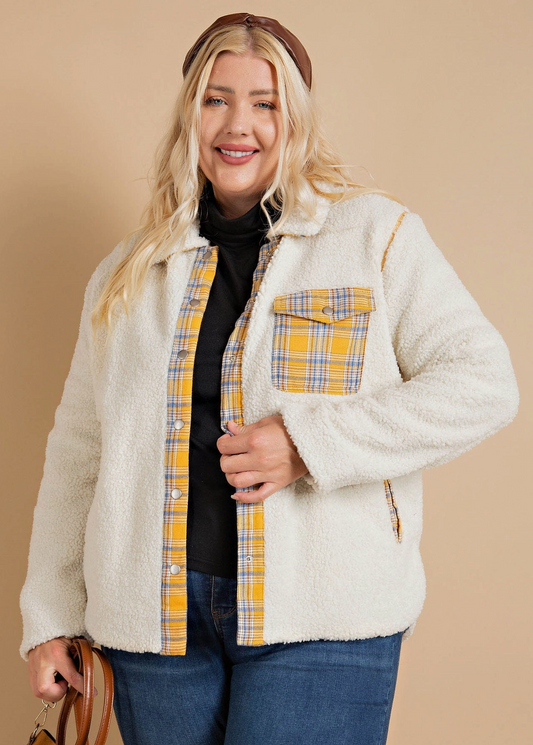 Plus Plaid Sherpa Jacket
