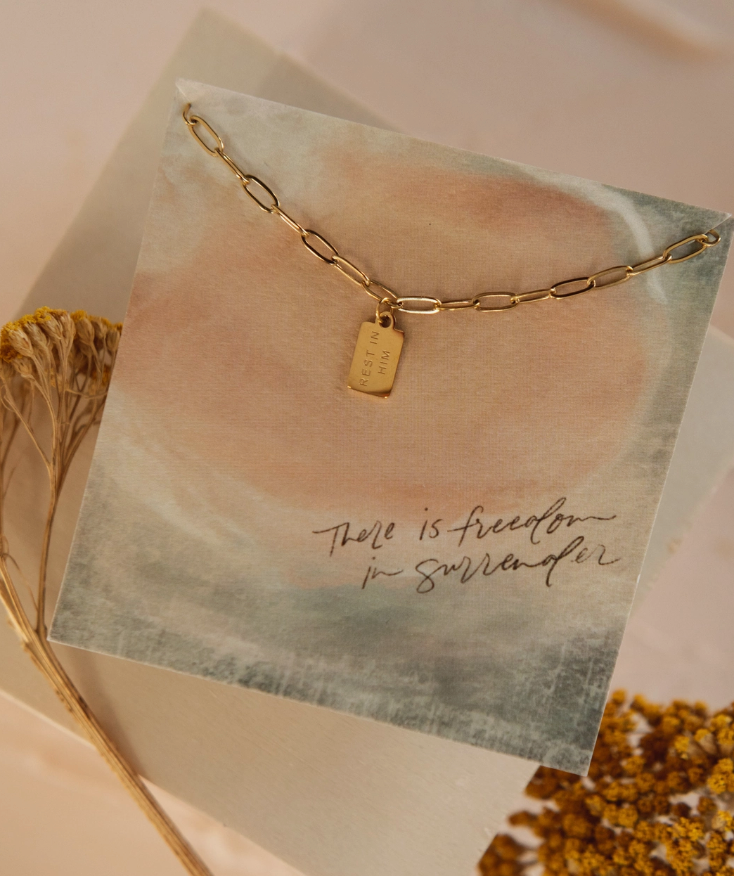Rest in Him Tag Necklace