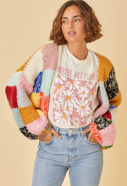 Chunky Knit Rainbow Cardigan