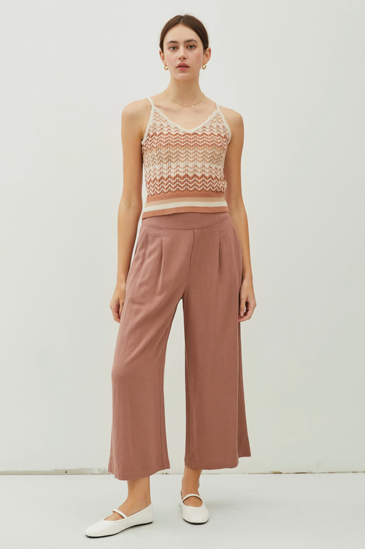 Mauve Linen Pleated Pants