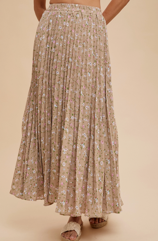 Natural Taupe Floral Skirt