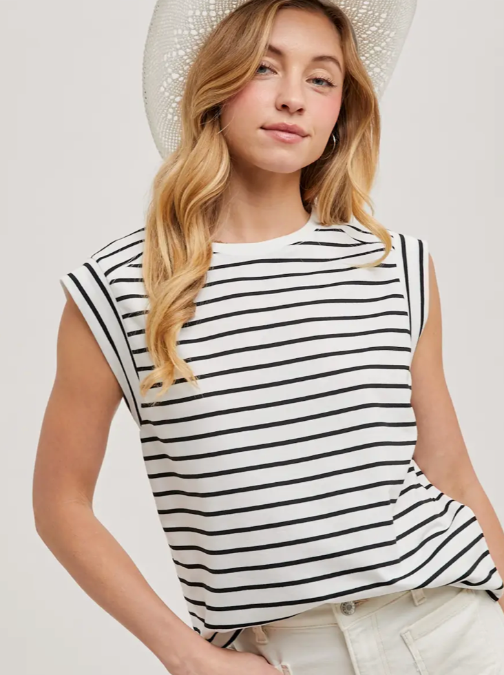 Black & White Stripe Muscle Tee