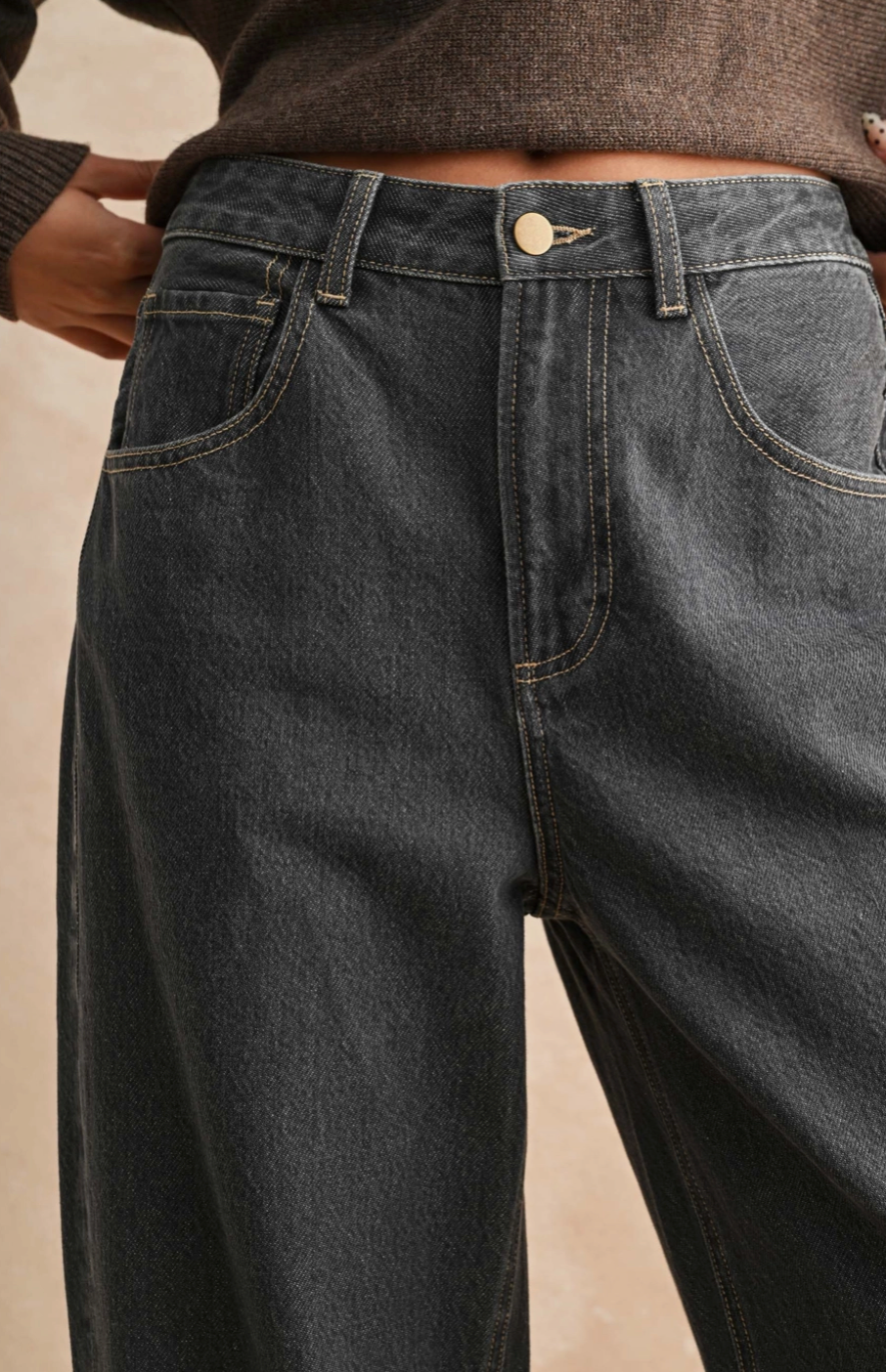 Cuffed Hem Grey Wash Pants
