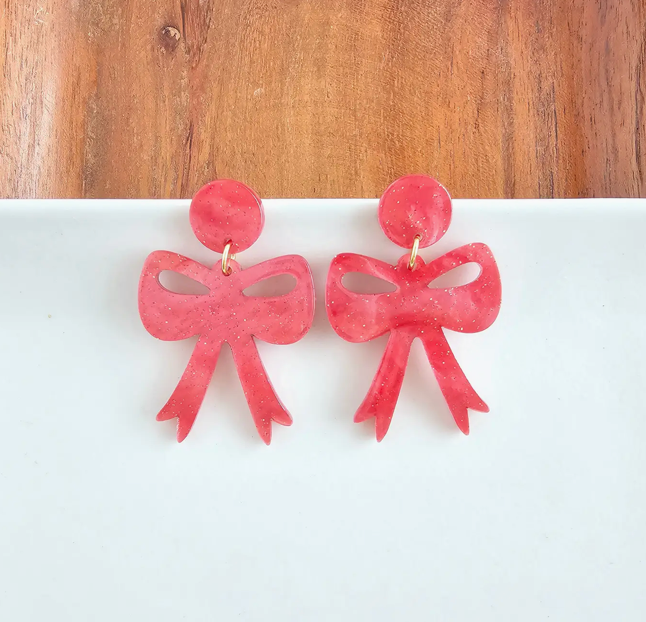 Red Bow Earrings