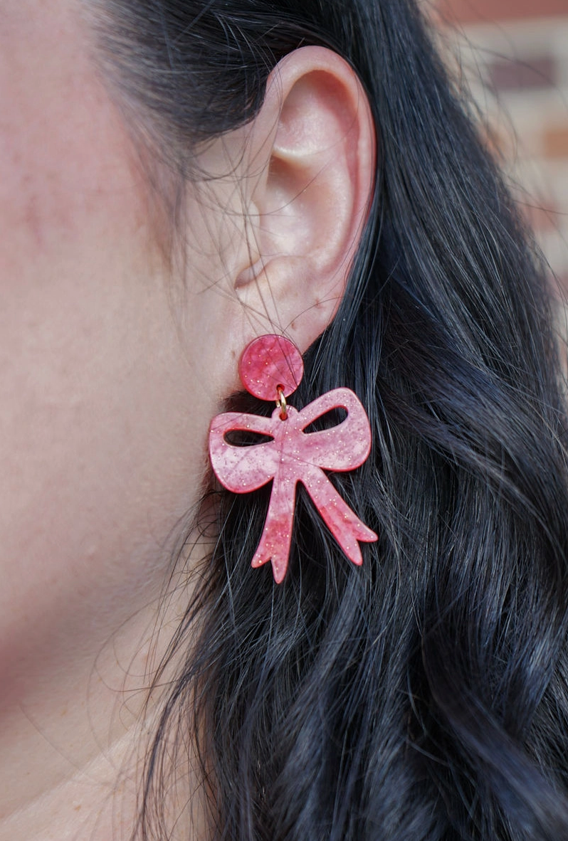 Red Bow Earrings
