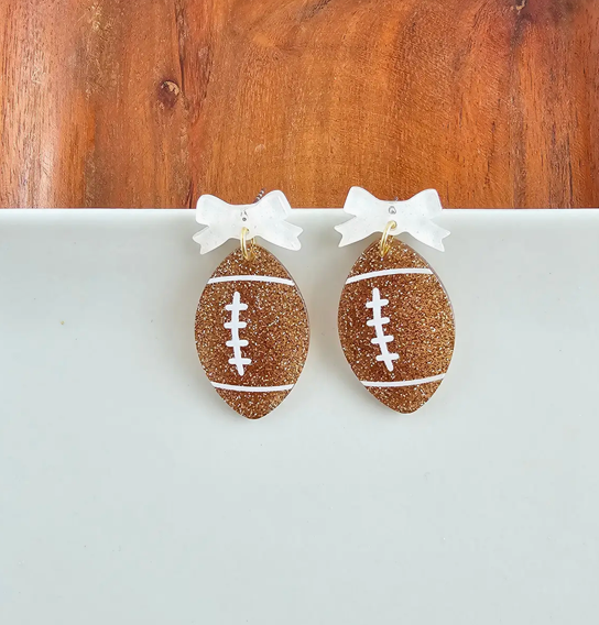 Bow Football Earrings